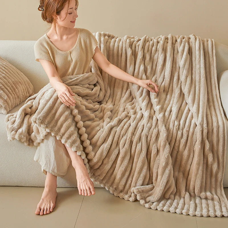 CloudStripe Cozy Throw Blanket