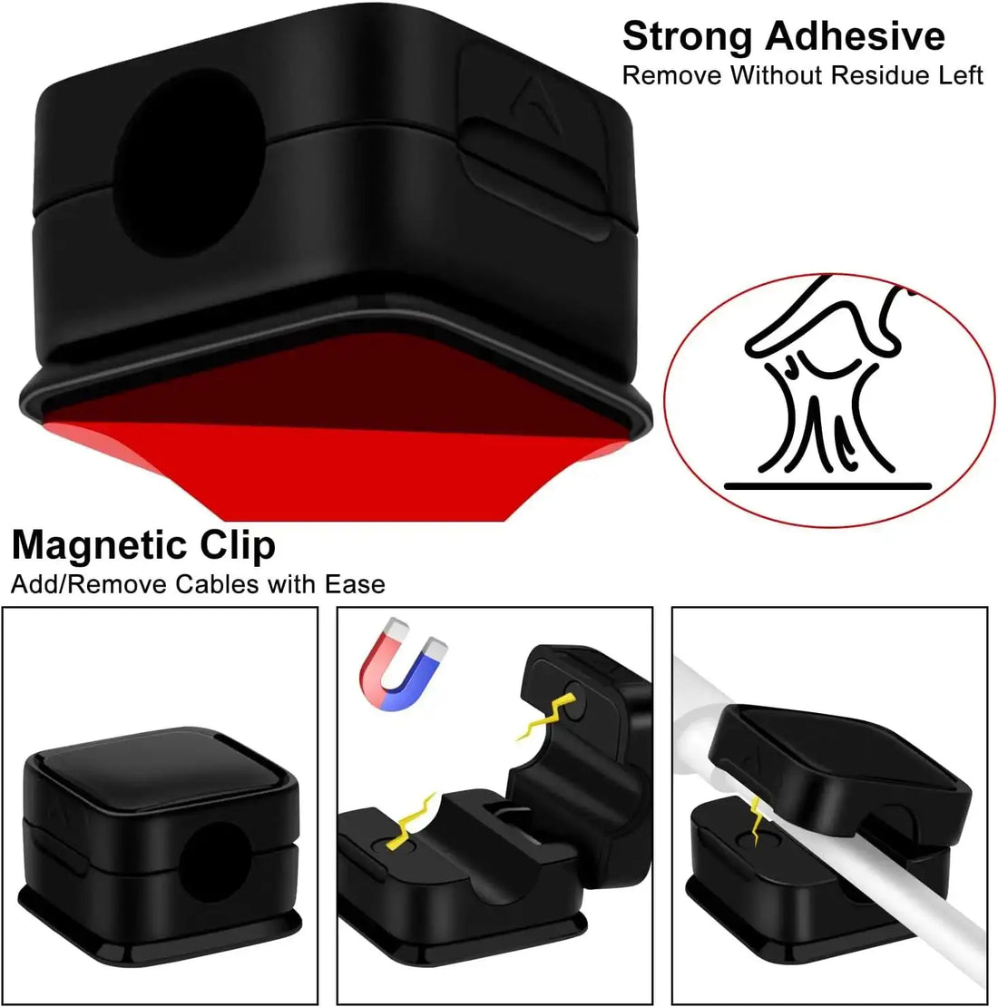 Magnetic Cable Clips — 6-Pack