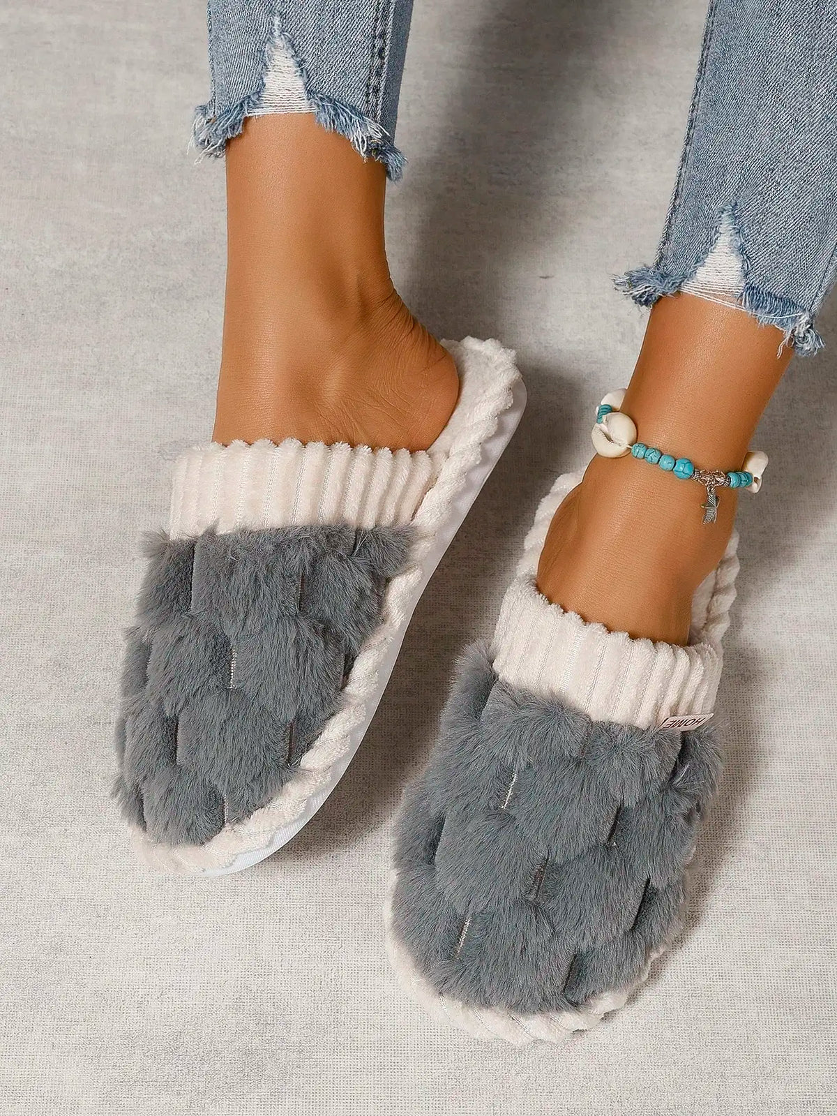 Fuzzy Plaid House Slippers