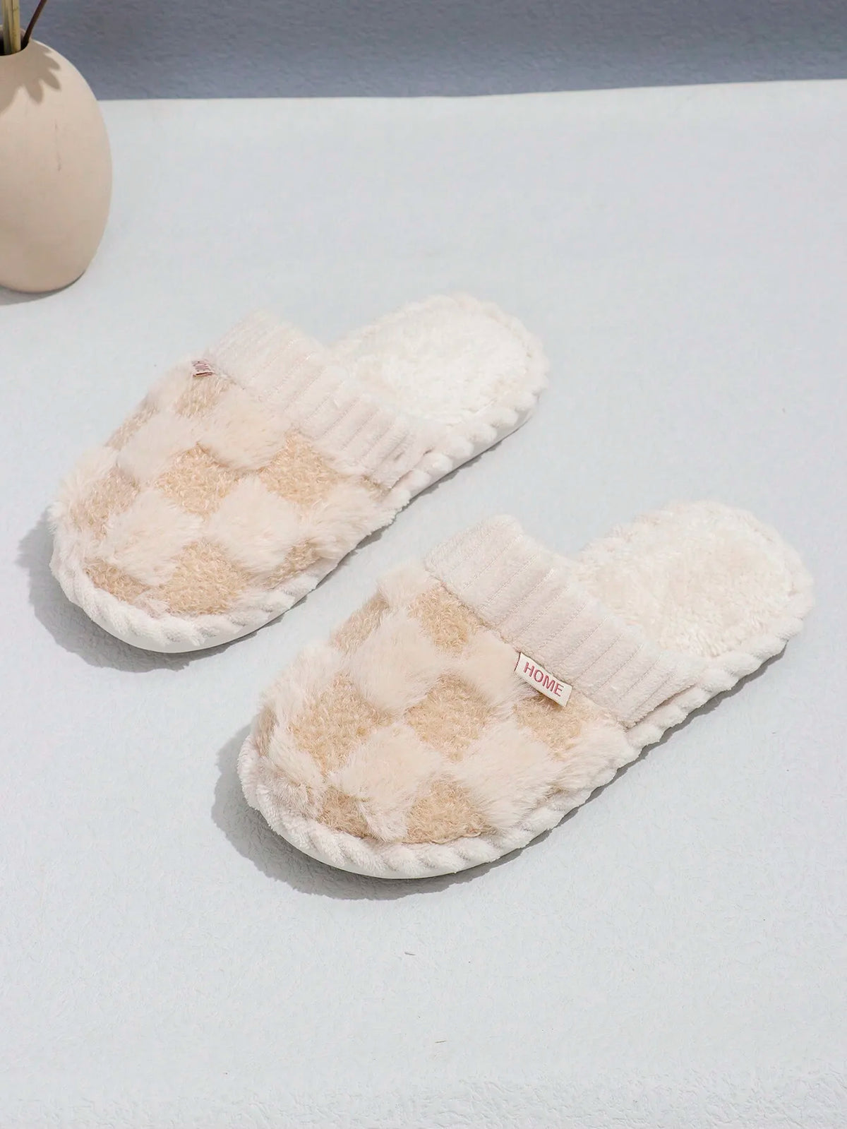 Fuzzy Plaid House Slippers